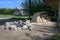 Fireplace and historical clay oven in the reconstructed viking village Hedeby on the inlet Schlei of the Baltic Sea in Northern