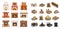 Fireplace Isolated Icons Set Logs Wooden Material