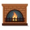 Fireplace with rounded firebox close up icon isolated