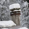 Fireplace with snow