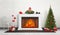 Fireplace surrounded by Christmas and New Year decorations