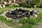 Fireplace surrounded by stone