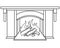 Fireplace - vector linear picture for coloring. Outline. Burning wood in the fireplace - element for a coloring book.