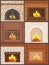 Fireplace Wooden and Stone Paved Furnaces Set