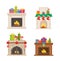 Fireplaces Isolated Icons Decoration for Christmas