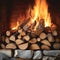 Fireside essentials A stack of firewood enhances a cozy fireplace