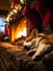 Fireside Frenzy: A Cozy Corgi Christmas in a Dreamy Stone Ledge