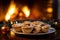 Fireside Mince Pies Evoking Holiday Nostalgia