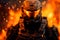 Firestorm Guardian: Futuristic Soldier Harnessing Elemental Fury