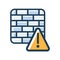 Firewall alert antivirus protection single isolated icon with dash or dashed line style