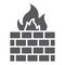 Firewall glyph icon, fire and security, wall sign, vector graphics, a solid pattern on a white background.