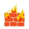 Firewall icon flat Wall in fire icon vector illustration