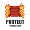 Firewall logo. Protection logo. Cyber security emblem.