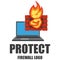 Firewall logo. Protection logo.Cyber security emblem.