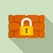 Firewall padlock icon, flat style