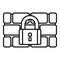 Firewall padlock icon, outline style