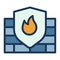 Firewall security anti virus protection single isolated icon with filled line style