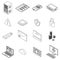 Firewall security icons set vector outine