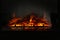 Firewood burning bright in elegant fireplace indoors, closeup