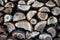 Firewood close-up. Background of chopped firewood in a pile.