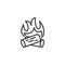 Firewood flame line icon