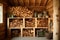 firewood neatly organized in a wood storage rack