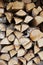 Firewood wall. Woodpile