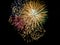Firework Bursts Close Up, Colorful Explosion in Night Sky