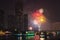 Firework countdown 2014 at chaopraya river view Bangkok Thailand