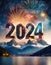 Firework displaying the number 2024. New Year\\\'s Eve