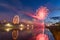 Firework at folk festival with ferris wheel in Regensburg