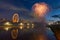 Firework at folk festival with ferris wheel in Regensburg