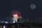 Firework and full moon.