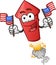 Firework Holding American Flags Cartoon Character