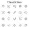 Firework icons set in thin line style