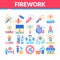 Firework Pyrotechnic Collection Icons Set Vector