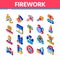 Firework Pyrotechnic Isometric Icons Set Vector