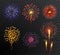 Firework. Set multy-colored new year bright firework explode isolated on transparent background. Holidey, victory