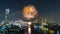 Firework show for holiday new year celebration or Thailand`s Loy Krathong festival of lights and river night party event for touri