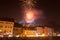 Fireworks above Ljubljanas castle for New Years celebration, Ljubljana, Slovenia