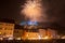 Fireworks above Ljubljanas castle for New Years celebration, Ljubljana, Slovenia