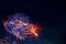 Fireworks on the background of the dark night sky. 4th July - American Independence Day