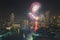 Fireworks` Bangkok New Year at Chao Phraya River , Thailand
