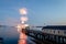 Fireworks on Boothbay Harbor, Maine, reflect off the water on July 4th