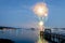 Fireworks on Boothbay Harbor, Maine, reflect off the water on July 4th