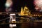 Fireworks in Budapest over Parliament and chain bridge