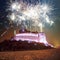 Fireworks bursting above Deva Fortress