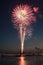 Fireworks Bursting over Providence, RI with Red Heart Cloud