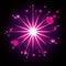 Fireworks bursting in shape of star with radiant magenta flashes on black background