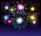 Fireworks collection. Colorful festive firework background. Vector illustration